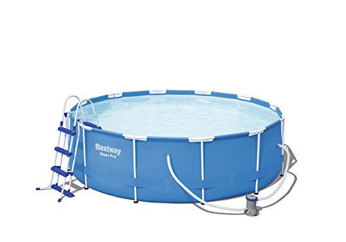 Bestway Steel Pro Frame Pool Set rund, mit filterpumpe und Leiter, 366 x 100 cm, blau