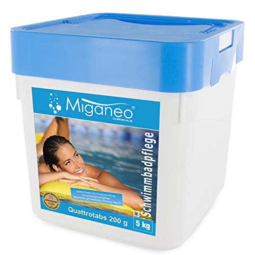 Miganeo 5Kg Multitabs 200g 5in1 Chlor-tabs Quattrotabs für Pool Ph Alegezid (5 kg)