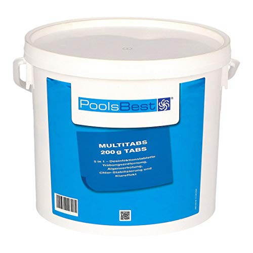 POOLSBEST 5 kg Chlor Multitabs 5 in 1 200 g Chlortabletten für Pool - Chlor wirkt schnell gegen Bakterien, Pilze und Viren im Pool