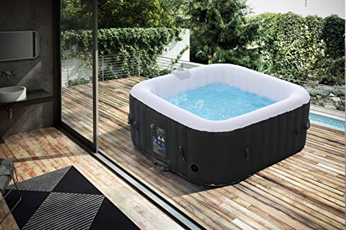 Arebos aufblasbarer Whirlpool In-Outdoor - 4 Personen – 130 Düsen - 154 x 154 cm – 550 Liter - Spa Pool - Massage, Heizung, Wellness