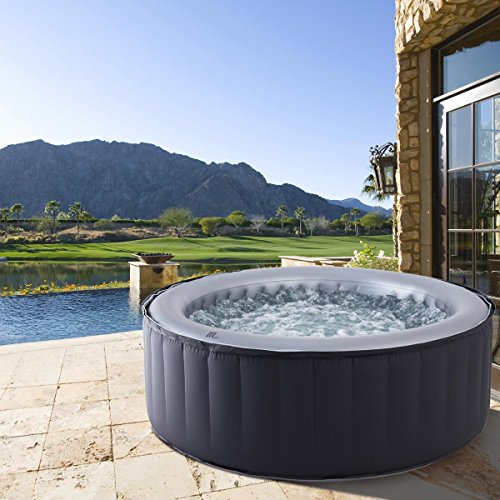 BRAST Whirlpool MSpa aufblasbar für 4 Personen SPA Ø180x70cm In-Outdoor Pool 118 Massagedüsen Timer Heizung Aufblasfunktion per Knopfdruck TÜV geprüft Bubble Spa Wellness Massage