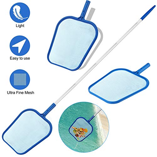 Isincer Pool Tief Kescher, PoolReinigung Mutiger Teleskopstab aus Aluminium Skimmer Netz laubkescher Kescher PoolReinigungset Pool Skimmer Clean Cast Kescher Set
